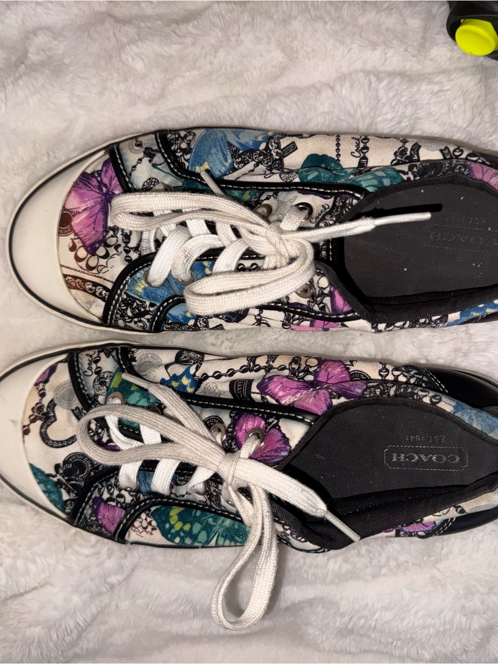 Coach Floral-Print Low-Top Sneakers in White, Pink, Blue, Teal